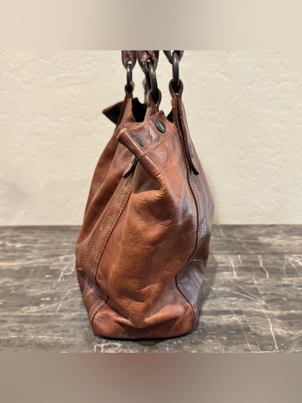 Frye Melissa Brown Leather Tote Bag - Picture 6 of 14
